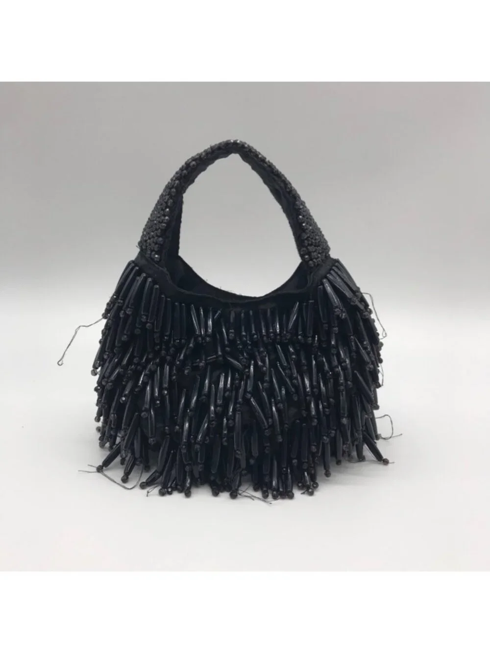 Unbranded Black Beaded Fringe Handbag - Picture 2 of 10